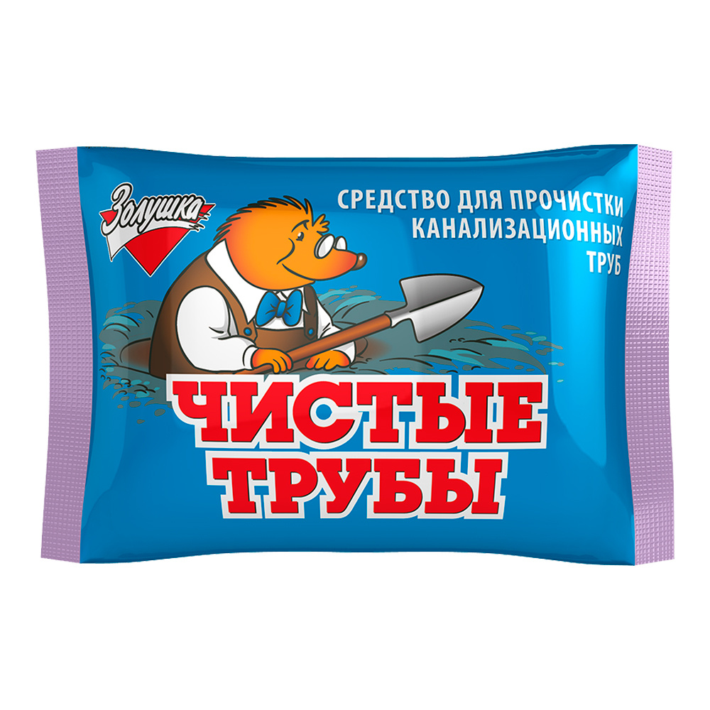 картинка Чистящее средство Золушка от засоров в трубах Чистые трубы порошок, пакет, 90 г 