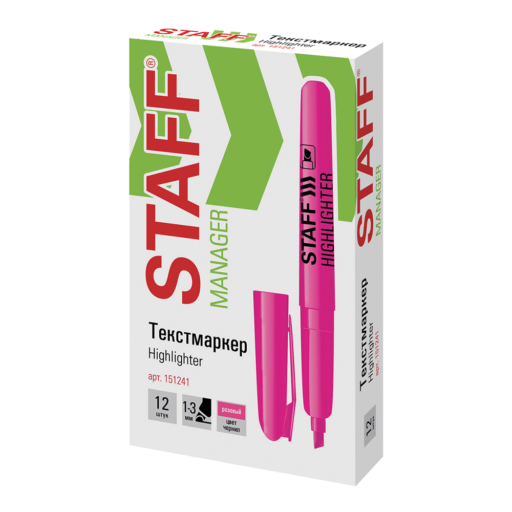 Текстовыделитель Staff 151241 Manager HL-238 линия 1-3 мм, розовый