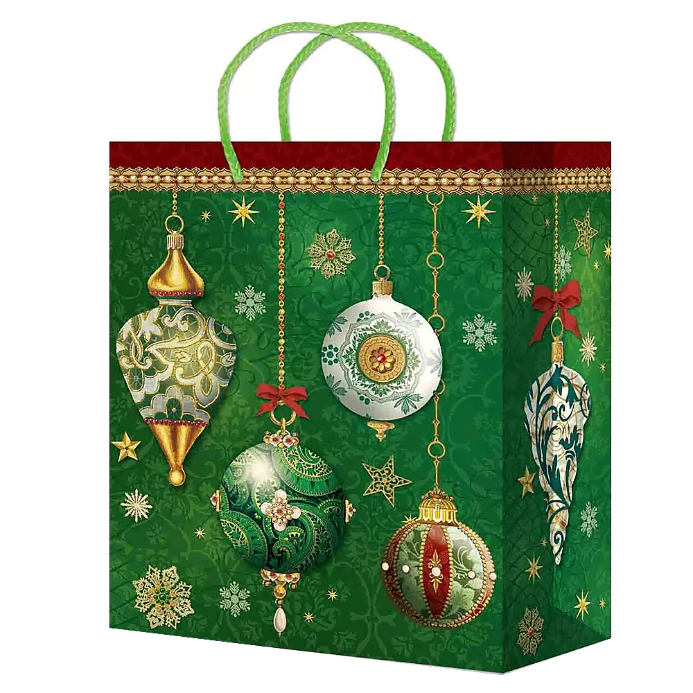 Пакет подарочный S-150/151/152/153/154 Шарики, елочки 11*13*6 см, в ассортименте