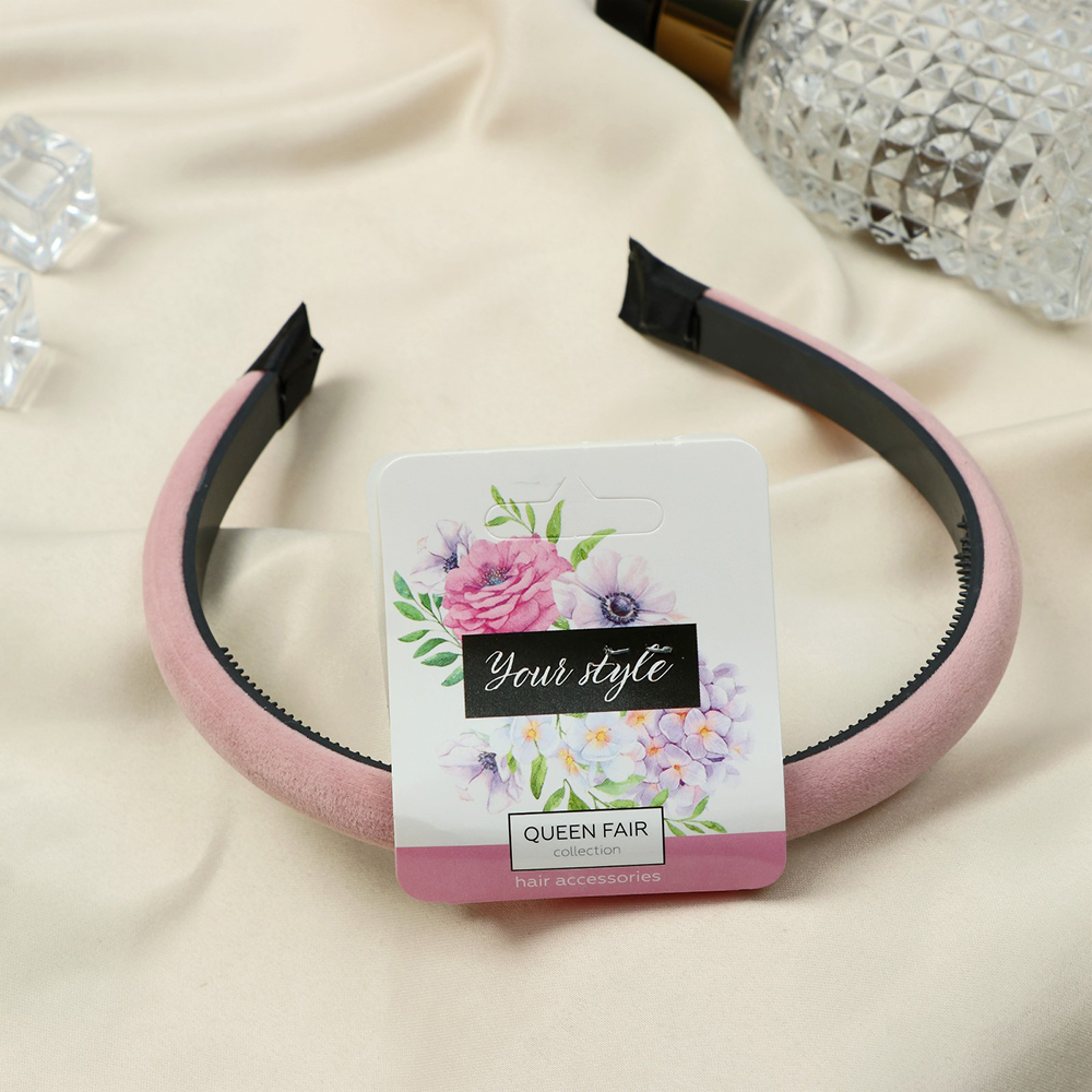 картинка Ободок для волос Queen fair3931425 Августина, текстиль 1 см, черный 