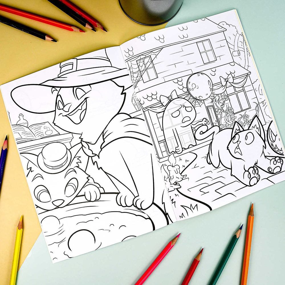 картинка Раскраска 67899 Коты, с наклейками А5, 165*235 мм, 8 листов 