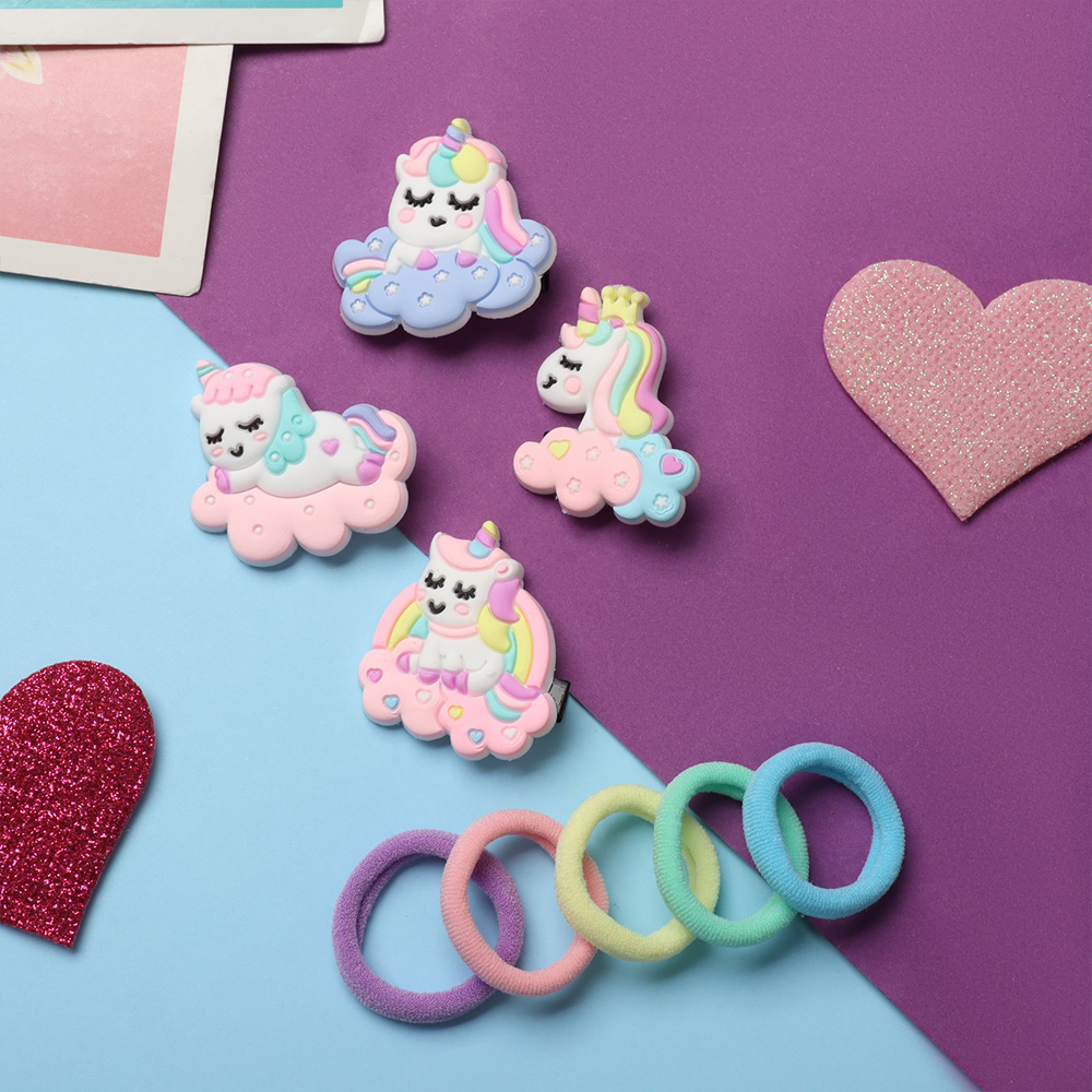 картинка Набор для волос 10068631 Лучик (10 резинок + 4 зажима), в ассортименте 