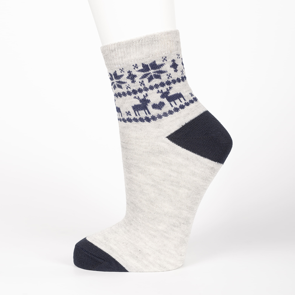 Носки женские Oemen PW295 хлопковые, с принтом, размер 25, серый/синий