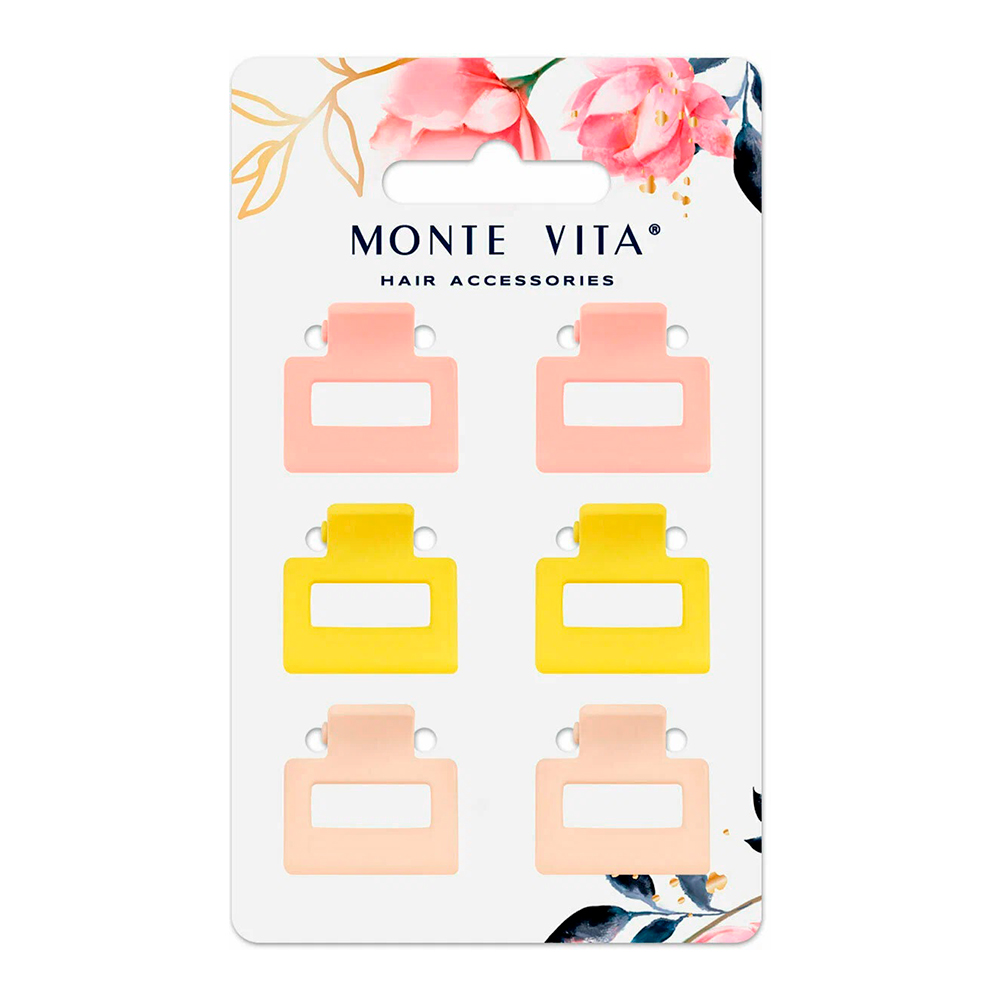 картинка Краб для волос 457029 soft-touch, Monte Vita 2,5 см, в ассортименте, 6 шт 