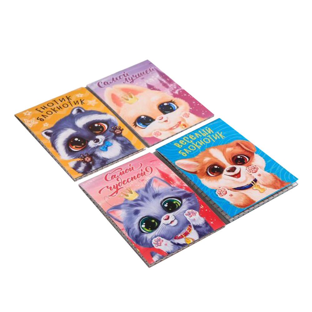 Блокнот ArtFox STUDY 9663021 А7 скрепка Милые зверята, клетка, 19 листов