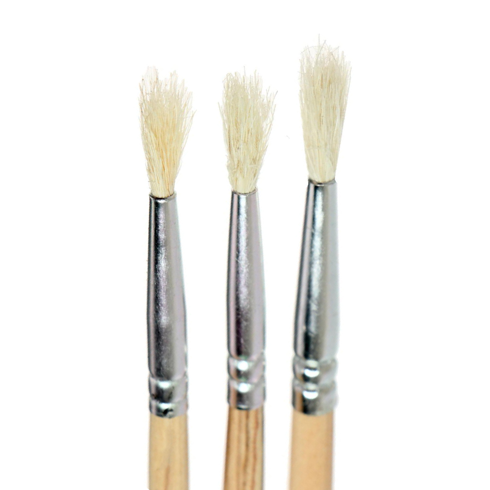 Кисть для рисования Calligrata 4725848 коза, круглые №1,2,3,с деревянными ручками,блистер, 3 шт