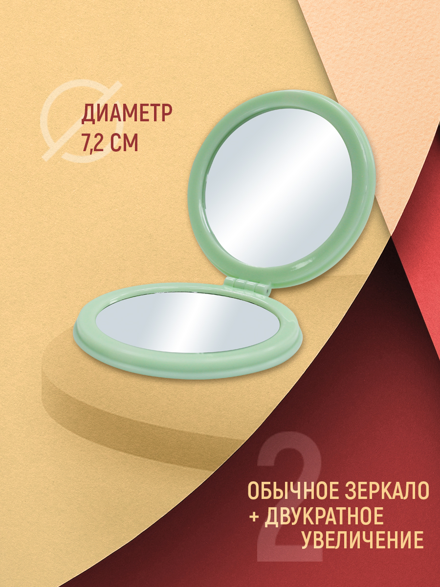 картинка Зеркало карманное, круглое, складное, 7,2 см, металл, микс 
