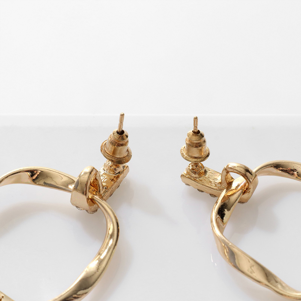 Бижутерия Queen Fair Серьги Повод, кольца, застежка гвоздик, стразы, бижутерный сплав, 3,5 см