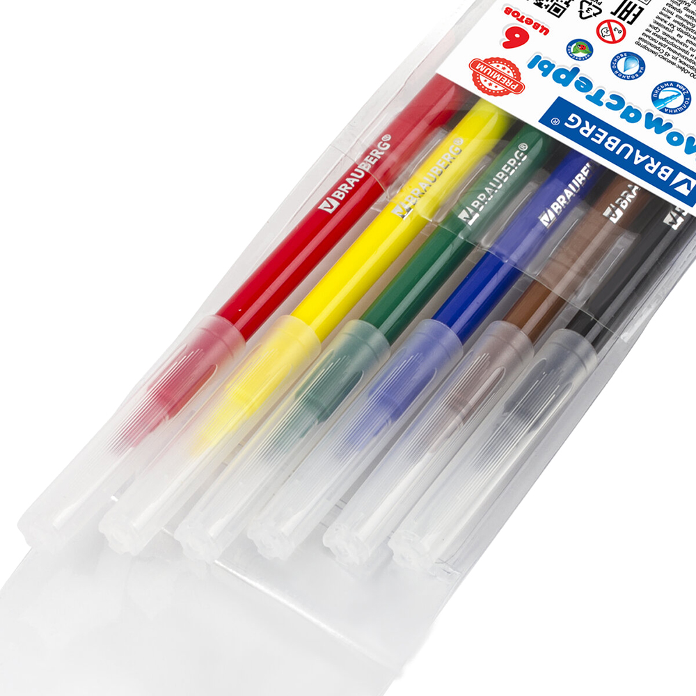 Фломастеры Brauberg 151933 PREMIUM, Классические, 6 цветов