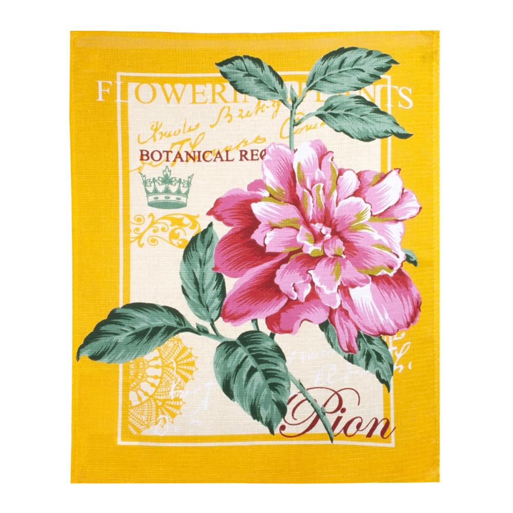 Полотенце кухонное вафельное, Пионы, плотность 160г/м 45*60 см