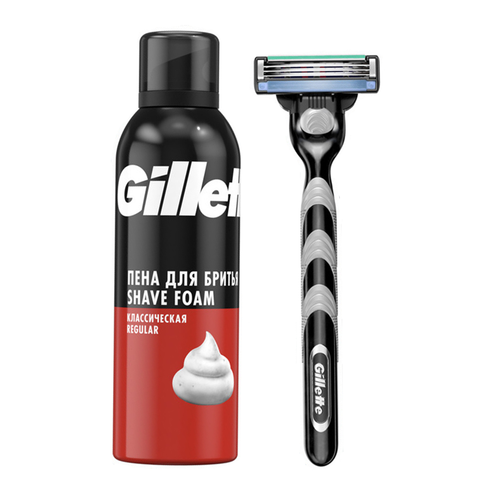 картинка Набор мужской Gillette Mach3 (станок + пена для бритья 200 мл) 