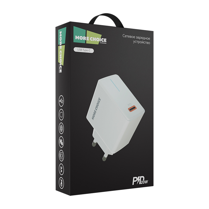 картинка Зарядное устройство MoreChoice NC60 1Type-C PD 20W 3.0A, белый 