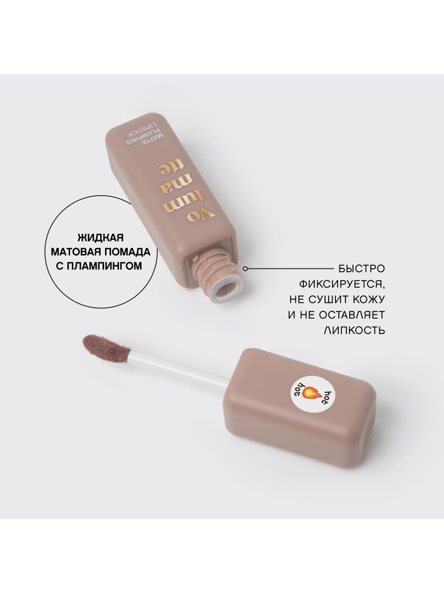 картинка Помада для губ Vivienne Sabo Volummatte матовая с плампингом, Холодный бежевый, тон 01 3 мл 