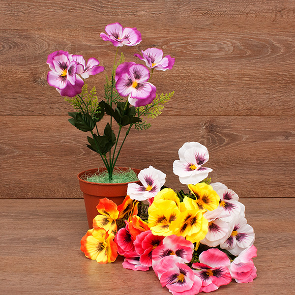 Цветы искусственные FP206 букет Анютины глазки, 5 голов, 36 см