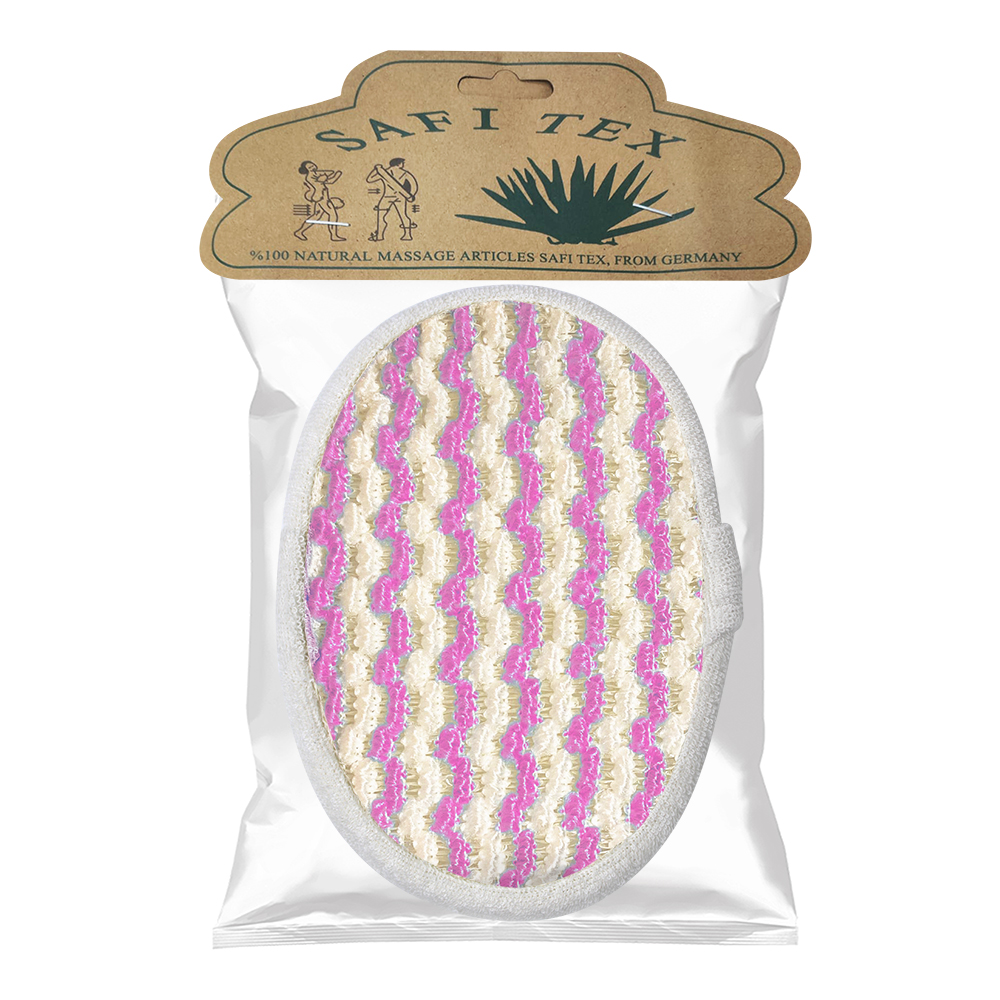 картинка Мочалка для тела из хлопка овальная с ручкой ММ03 