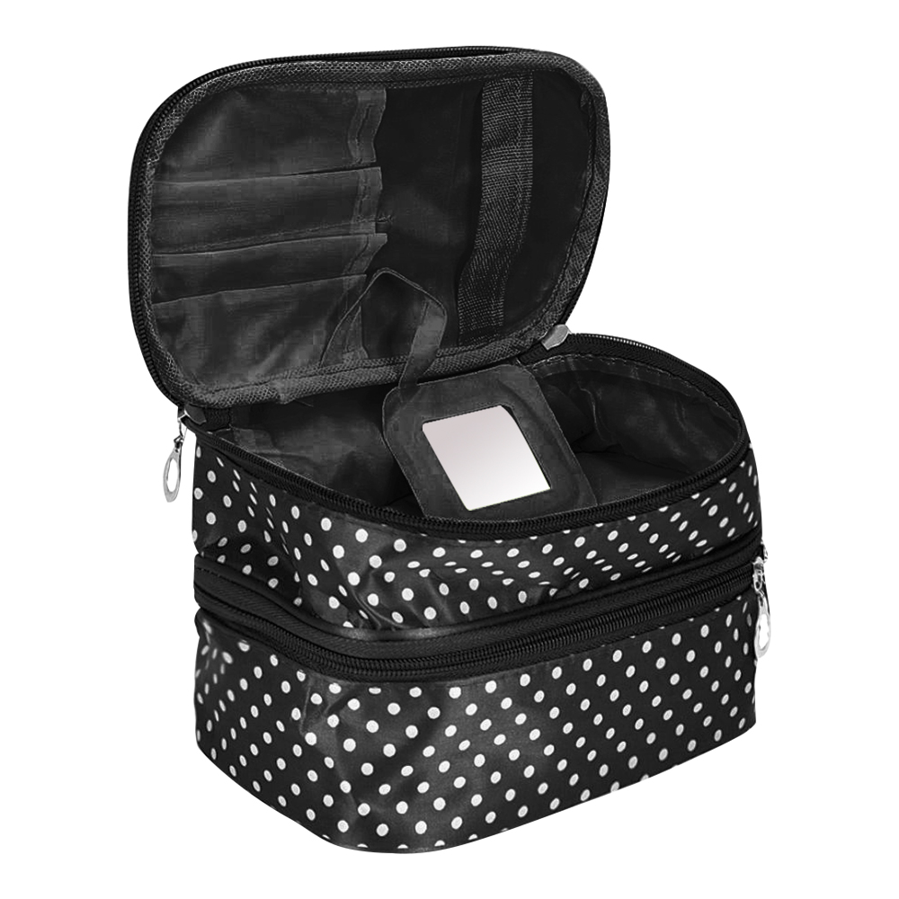 картинка Косметичка сундучок 2 яруса 20*11.5*13.5 см, атласная ткань, цвет в ассортименте 