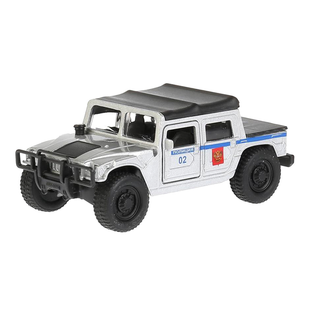 картинка Машина SB-18-09-H1-P-WB Технопарк Hummer H1 пикап полиция, инерционная, 12 см, металл, в ассортименте 