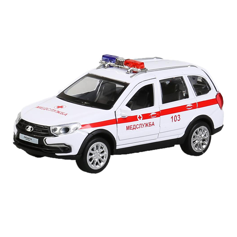 картинка Машина GRANTACRS-12SLAMB-WH Технопарк Lada Granta Cross Скорая, инерционная, 12 см, металл 