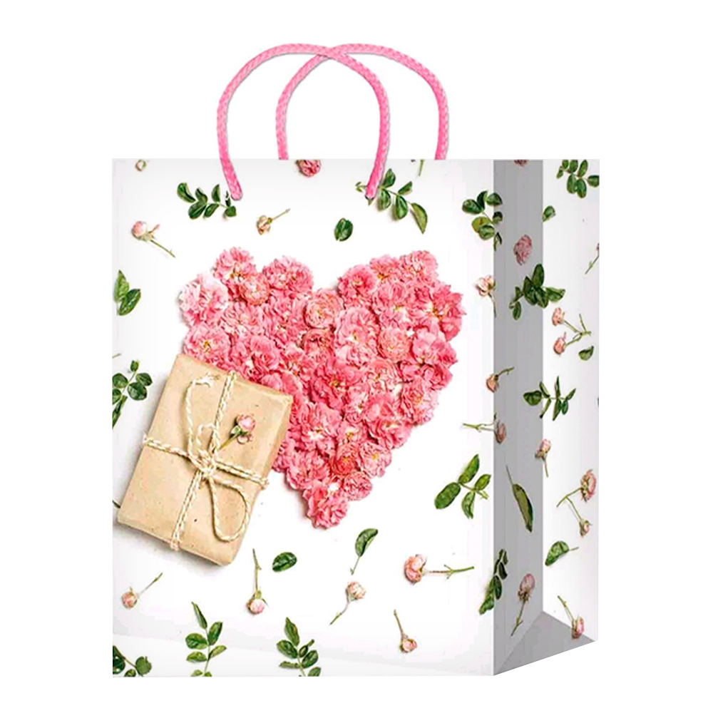 Пакет подарочный S-172/176 Цветы, ламинированная бумага 11*13*6 см, микс