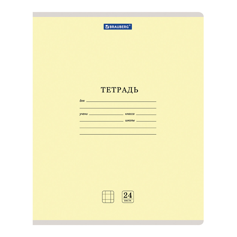 Тетради Brauberg 105702 24 листа, клетка, однотонная, ассорти 5 видов, 1 шт