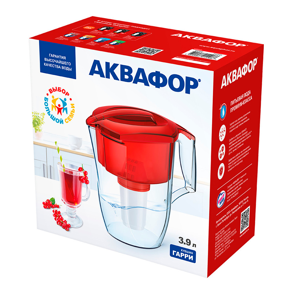 картинка Кувшин Аквафор Гарри 3,9 л, красный 
