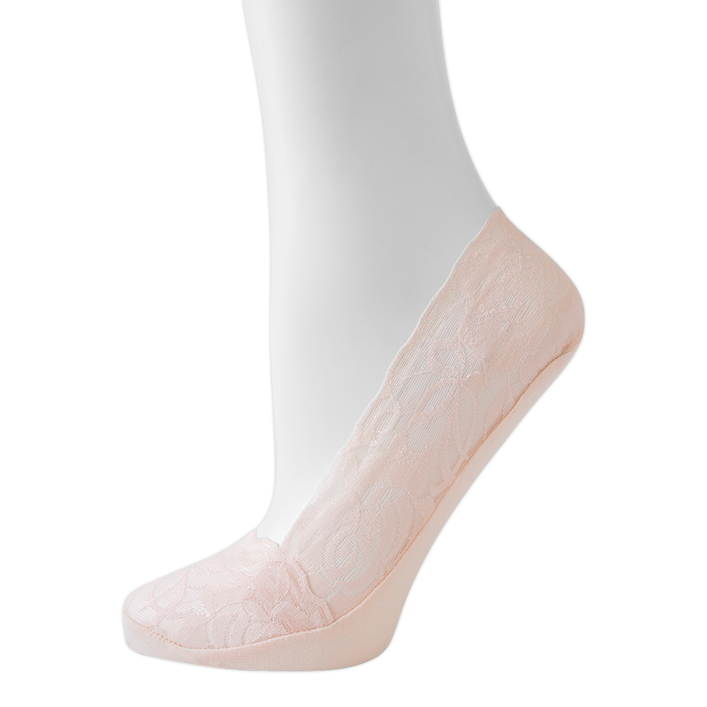 Подследники капроновые Oemen 8012 кружевные хлопк. подошва, силикон на пятке, размер 23-25, розовый