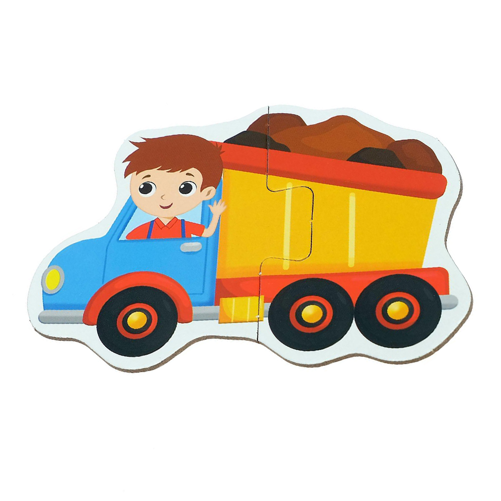 картинка Пазл Puzzle Time 4428281 Машины на стройке, 5 пазлов, 10 деталей, картон 