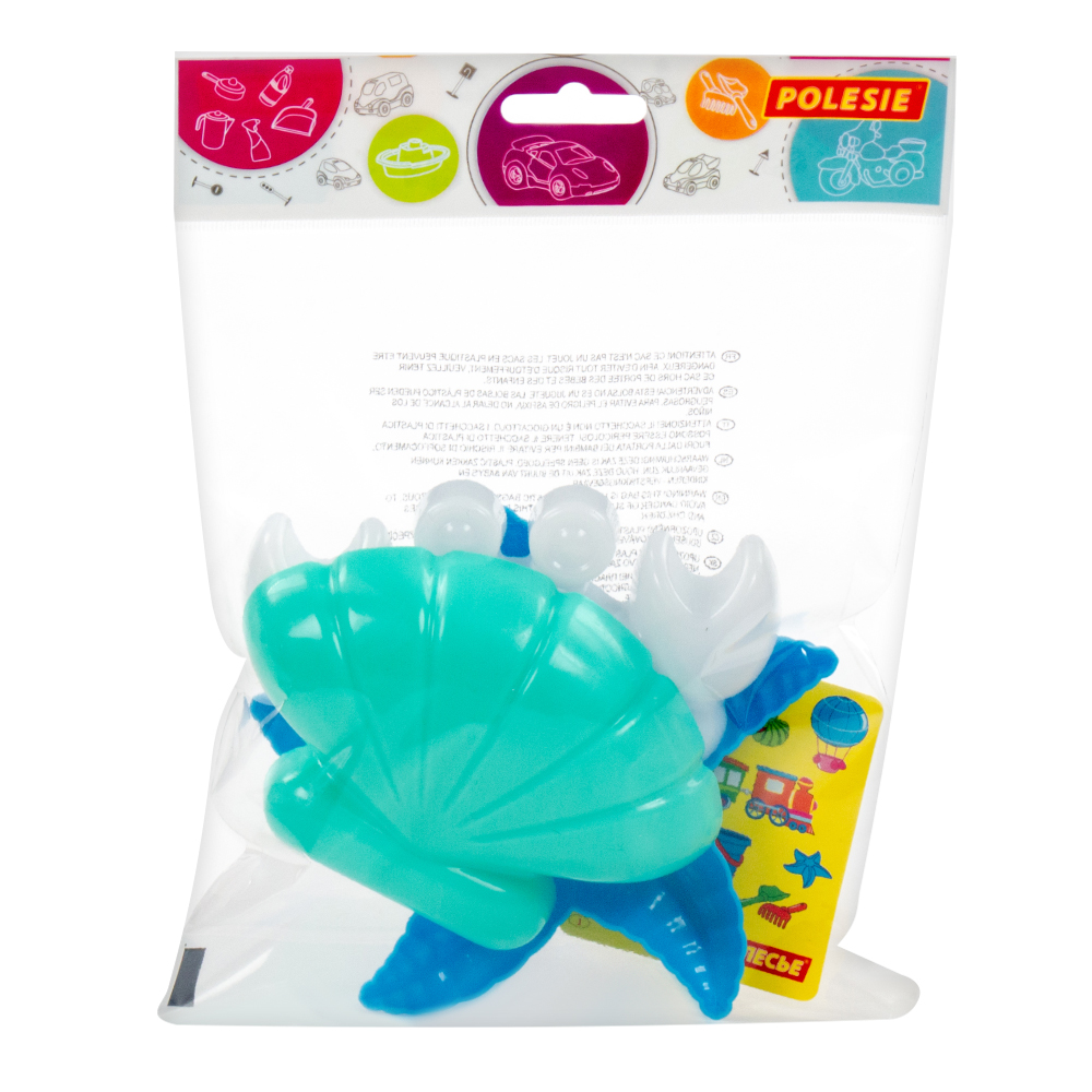 картинка Игровой набор 36544 Полесье 3 формочки для песка, (краб + звезда + ракушка), пластик, в ассортименте 