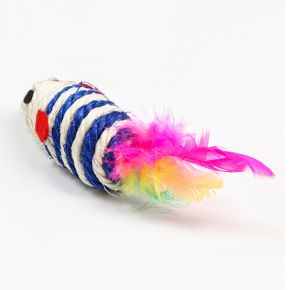 картинка Игрушка для животных Пижон 7916110 мышь-погремушка сизалевая,7см,синяя белая 