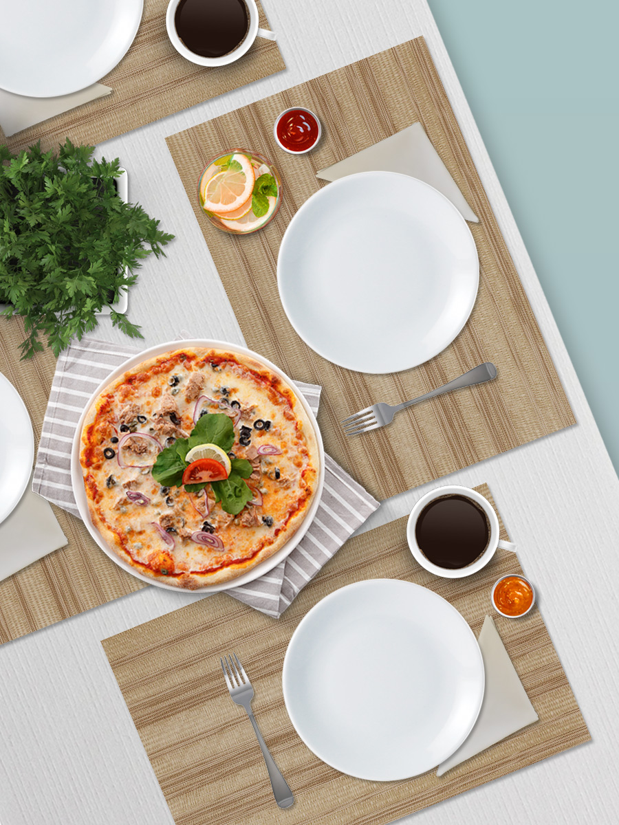 Термосалфетка кухонная (плейсмат) TSPP-03 Полосы 30*45 см, ПВХ, бежевый, 1 шт