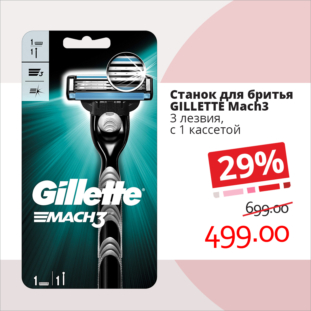 Чистое и бережное бритьё со станком Gillette Mach3