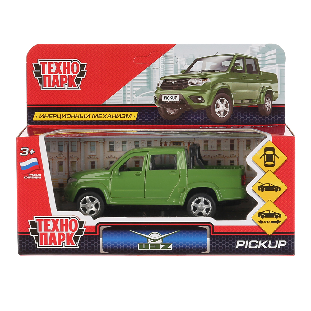 картинка Машина 85322 Технопарк Уаз Пикап, инерционная, 12 см, металл 