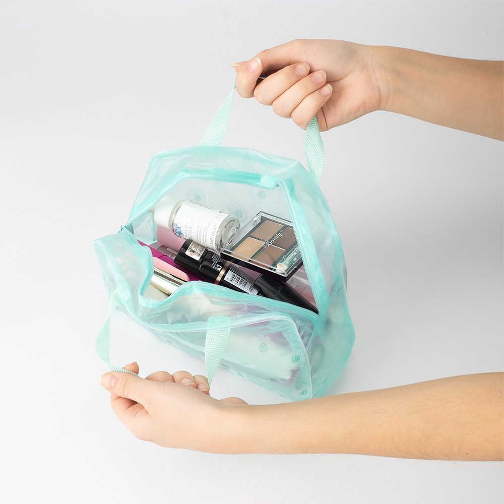 картинка Косметичка 675950 непромокаемая прозрачная для бани, ПВХ, зеленый 