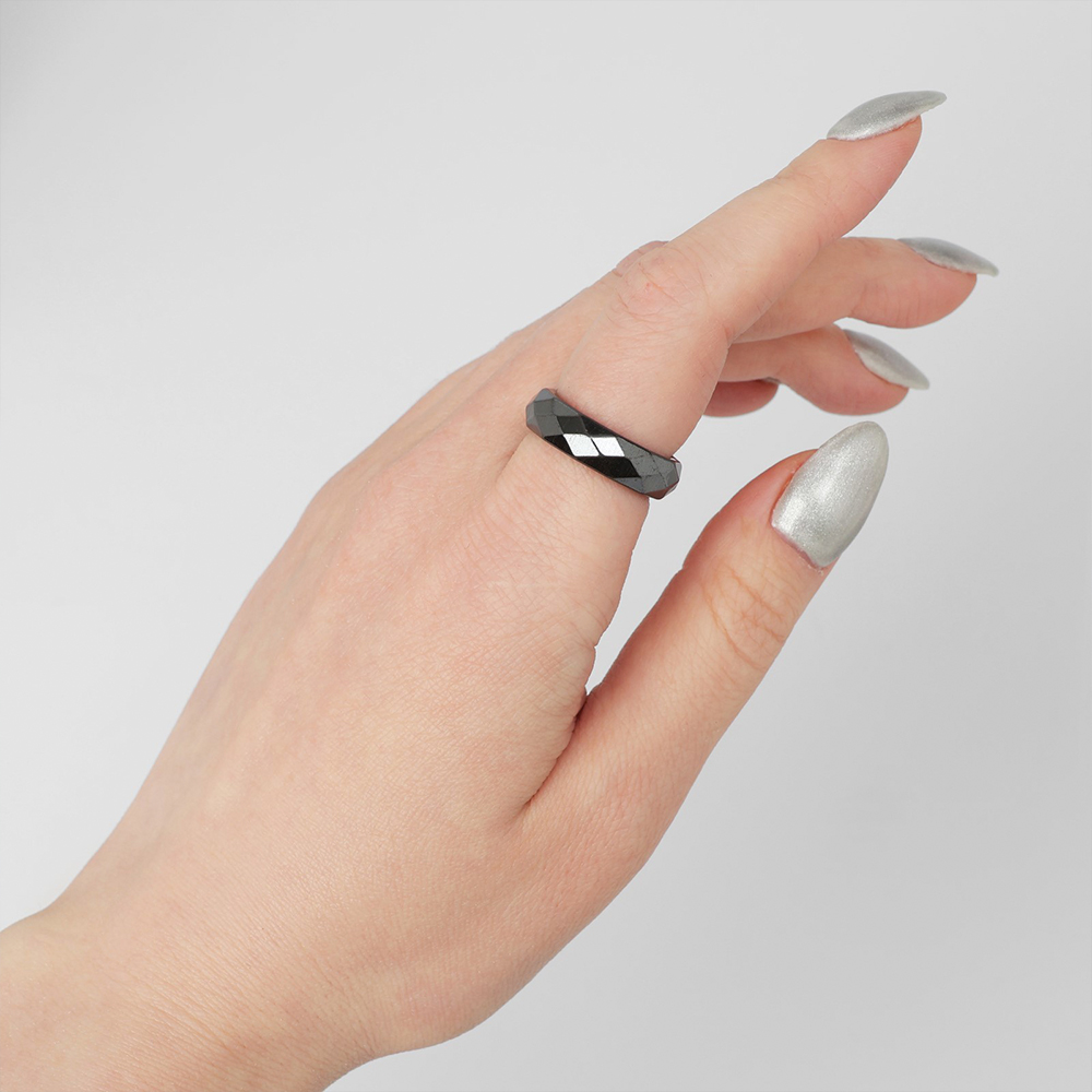 Бижутерия Queen Fair 7664663 Ночь, под гематит, гранёное, размер 18, искусственный камень, бижутерный сплав, черный