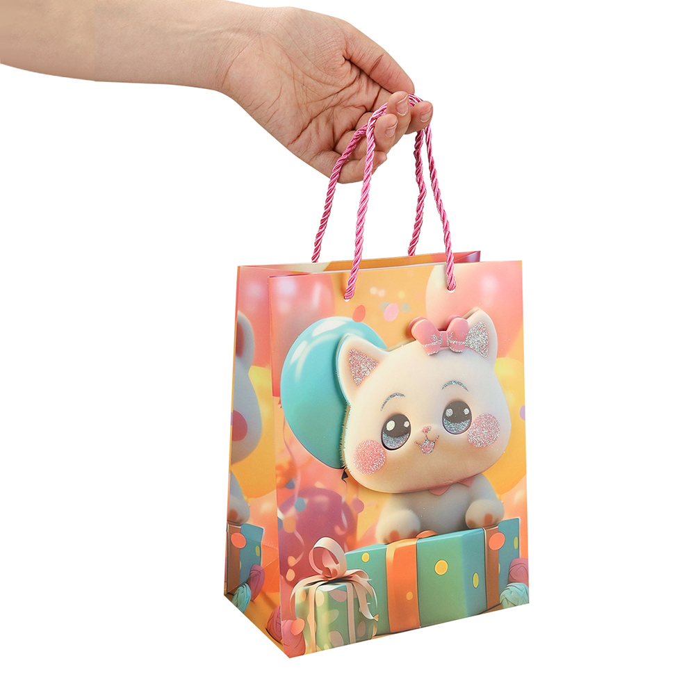 Пакет подарочный ПКП-9218 3D Котенок и подарки 18*23*10 см