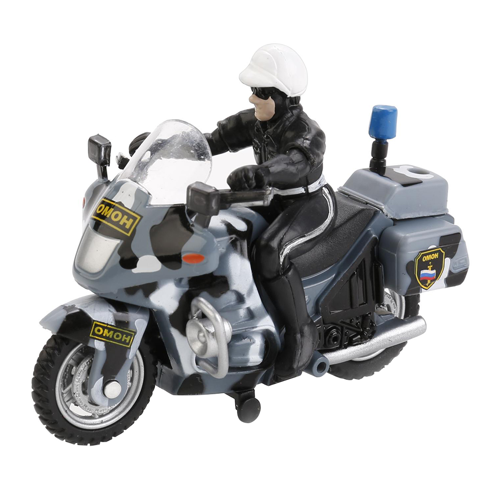 картинка Мотоцикл CT-1247-7 Технопарк инерционный, Омон, с фигуркой, 9 см, металл 