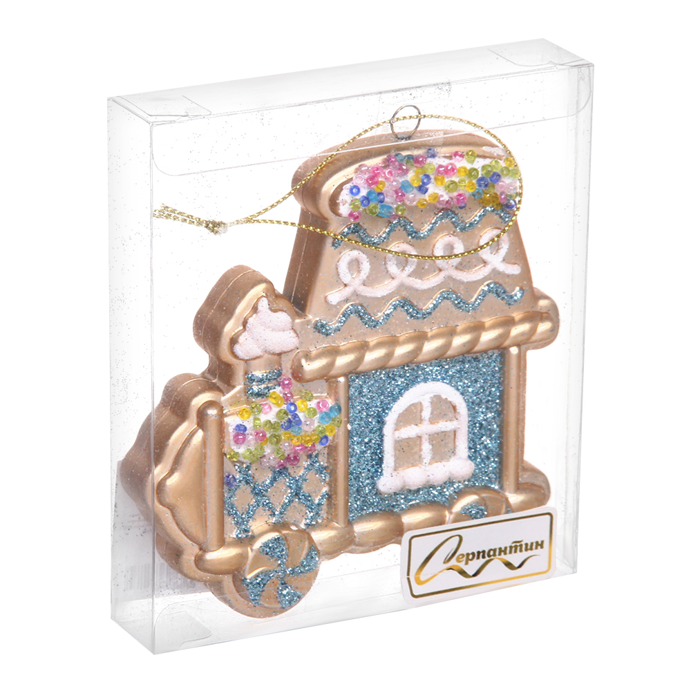 Новогоднее Украшение 916-0755 Сказочный поезд, 9*1,5*10 см, голубой