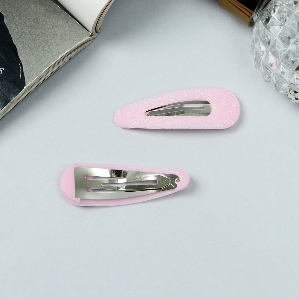 картинка Зажим для волос Queen fair 10105093 блеск классика, розовый, 2 шт 5 см 