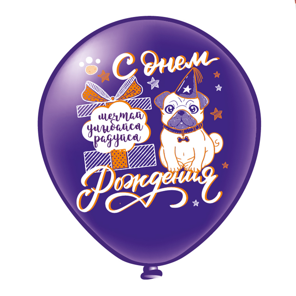 картинка Шарик воздушный ч42811 С днем рождения! Собачки, в ассортименте 1 шт 