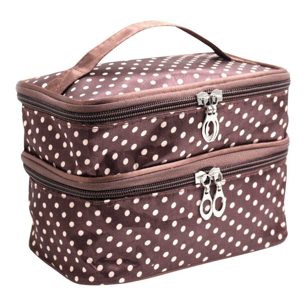 картинка Косметичка сундучок 2 яруса 20*11.5*13.5 см, атласная ткань, цвет в ассортименте 