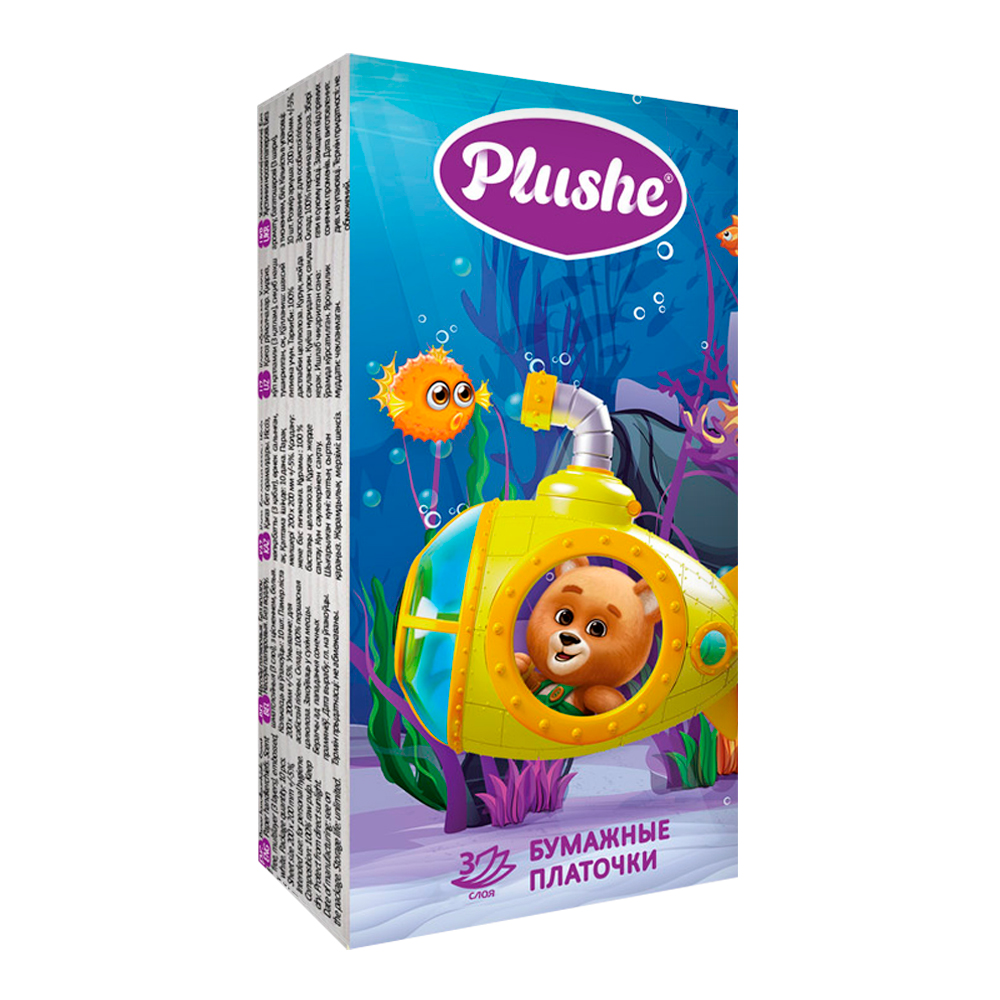 Платки бум. Плюше 3-х сл.