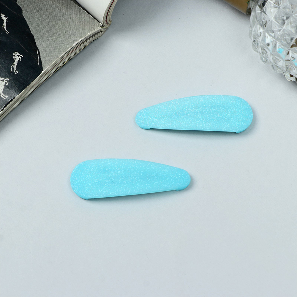 картинка Зажим для волос Queen fair 10105091 блеск сплошной, голубой, 2 шт 5 см 