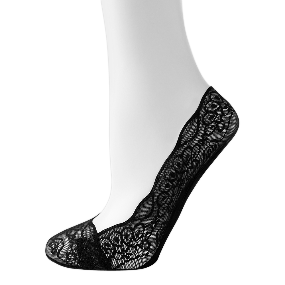 Подследники капроновые Oemen 8013 кружевные хлопк. подошва, силикон на пятке, размер 23-25, черный