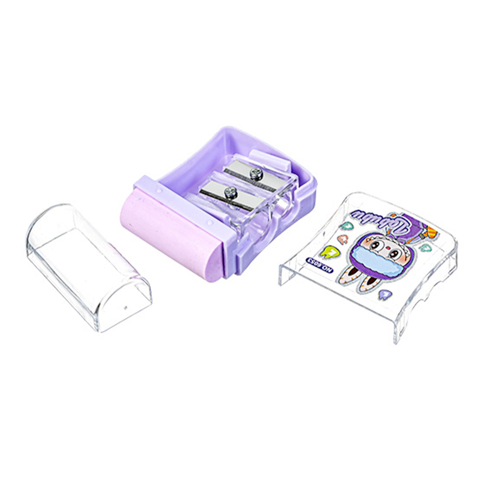 Точилка M-3034 Зубастик,2 отверстия для заточки,ластик,4 дизайна, пластик, в ассортименте