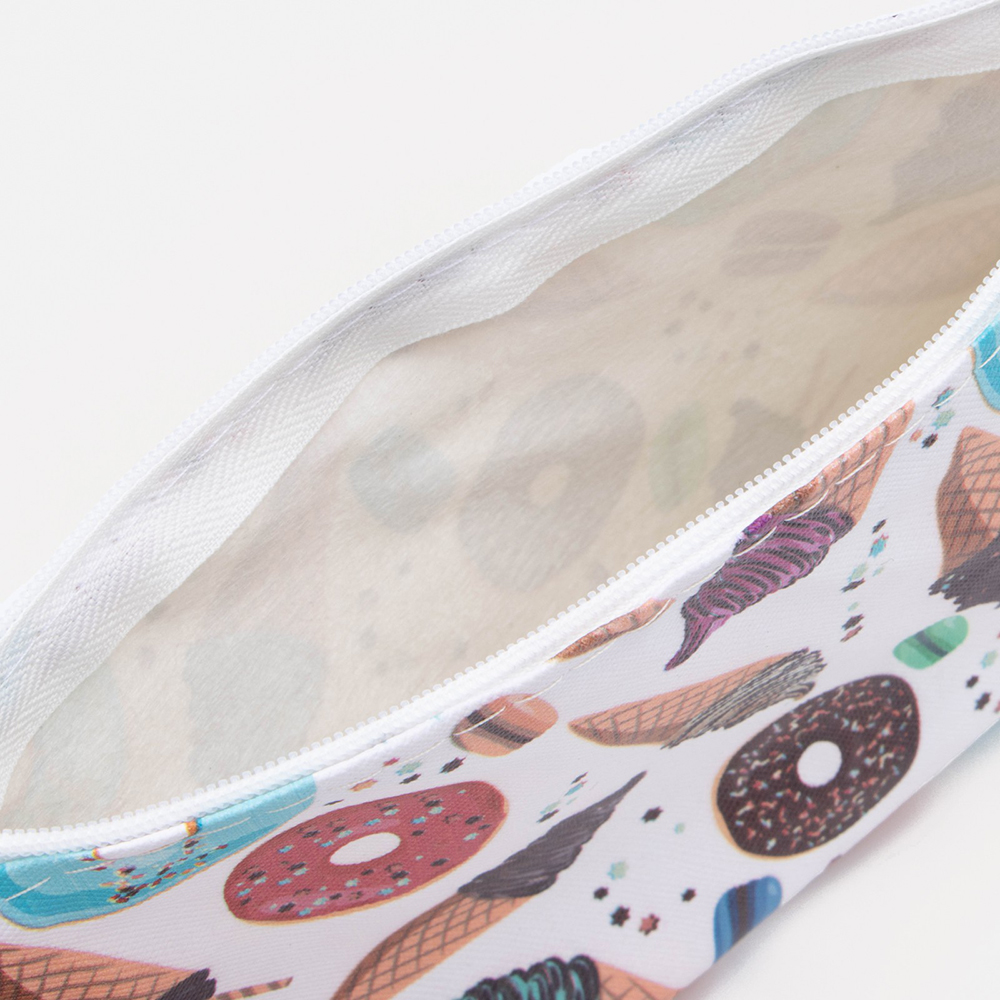 картинка Косметичка 4698549 на молнии 18*2*10 см, текстиль, белый, разноцветный 