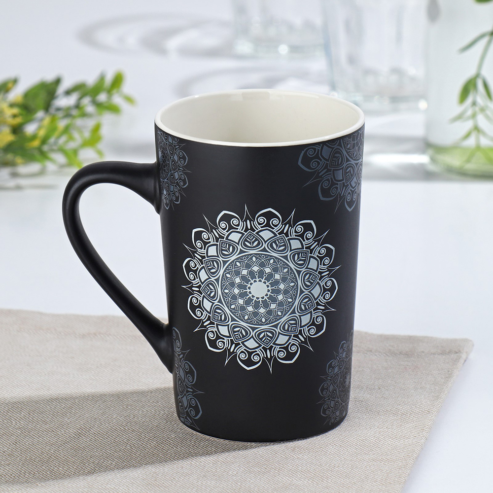 Кружка 9277906 Мандала, фарфор, белый узор, 380 мл