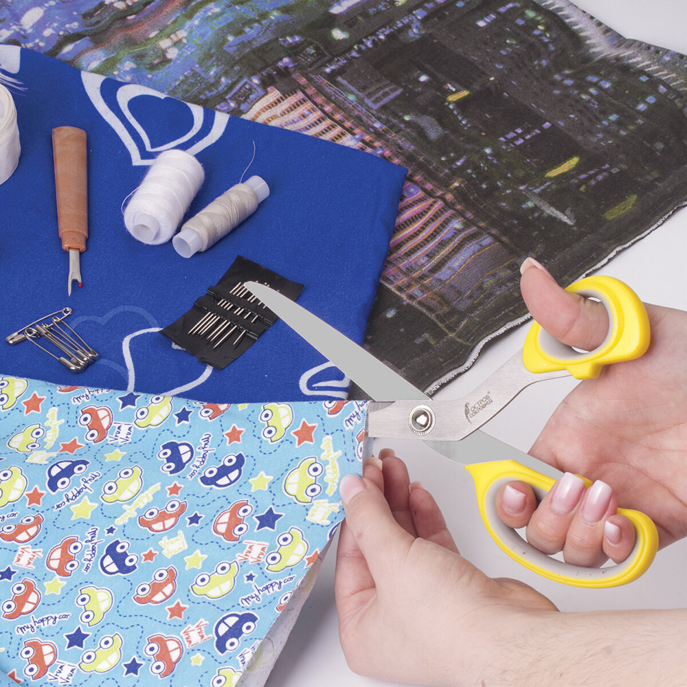 Ножницы портновские Остров сокровищ 237455 с резиновыми серыми вставками, желтые, 23 см