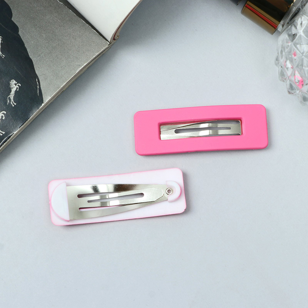 картинка Зажим для волос Queen fair 10105105 матовый прямой, розовый, 2 шт 5 см 