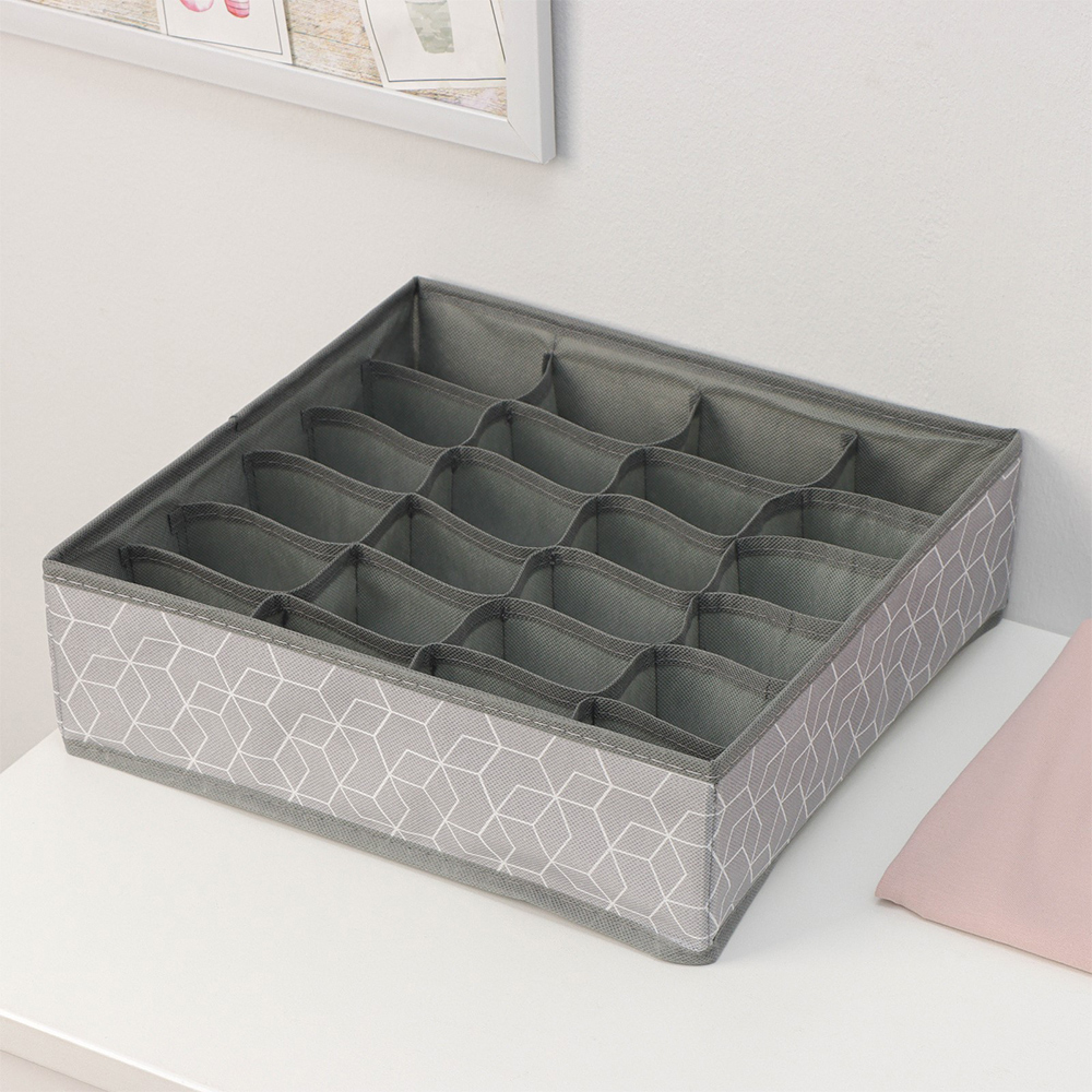 Кофр Доляна7530150 для хранения белья Фора, 24 ячеек 30*33*10 см, серый