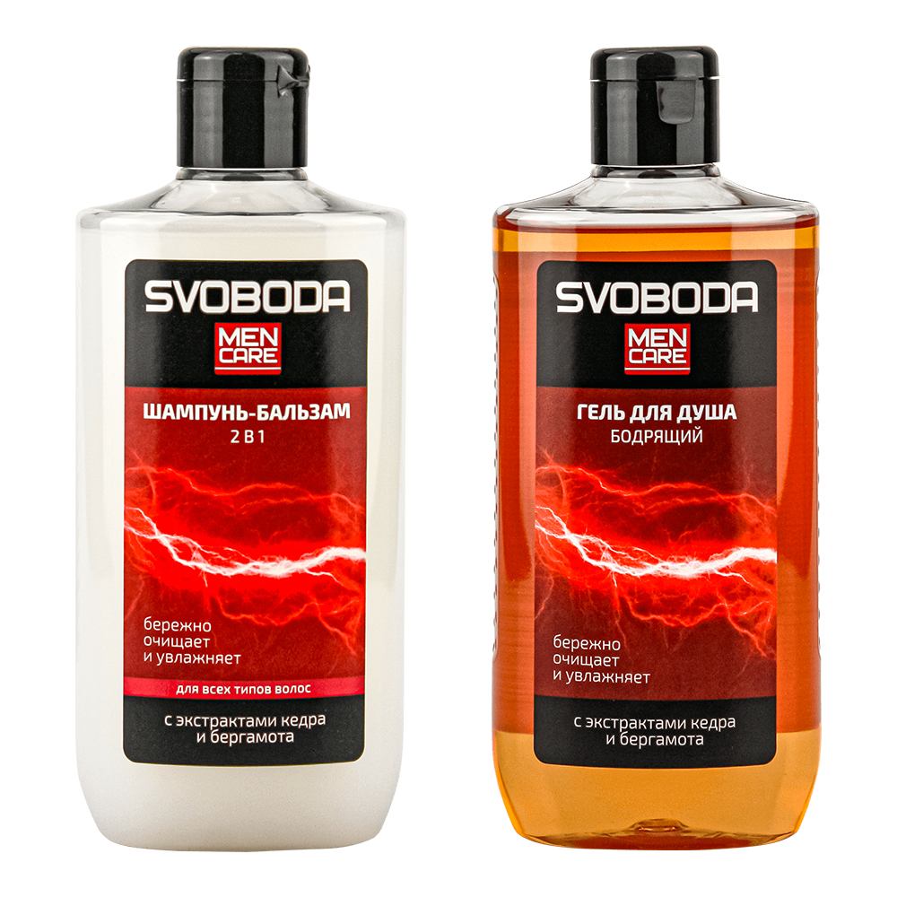 картинка Набор подарочный Свобода Men Care (шампунь-бальзам для волос + гель для душа), мужской 